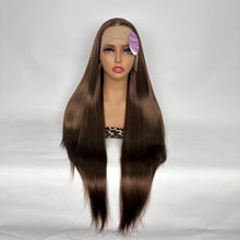 Load image into Gallery viewer, DollyPretty Brown False Hair Wig Long Straight Synthetic Beginners Friendly Heat Resistant Elegant For Daily Use Wigs For Women