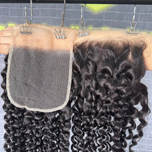Load image into Gallery viewer, Ghair 5x5 Transparent Lace Closure Deep Curly Virgin Hair N1B#