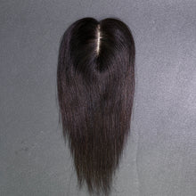 Load image into Gallery viewer, Ghair 7*10CM Straight Silk Base Hair Topper N1B# Natural Black 100% Virgin Human Hair for Thinning Hair & Daily Wear