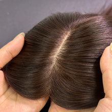 Load image into Gallery viewer, Ghair 7*10CM Straight Silk Base Hair Topper 2# Dark Brown 100% Virgin Human Hair for Thinning Hair & Daily Wear