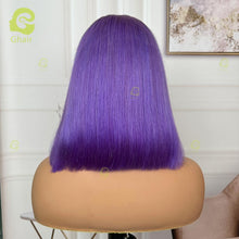 Load image into Gallery viewer, Ghair #Purple Human Hair Bob Wigs Glueless 8 inch-14 inch 13x4 Full Front Transparent Lace Bob Wigs
