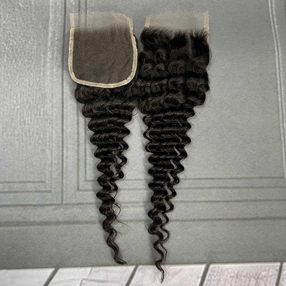 Ghair 4x4 HD Lace Closure Deep Wave Virgin Hair N1B#