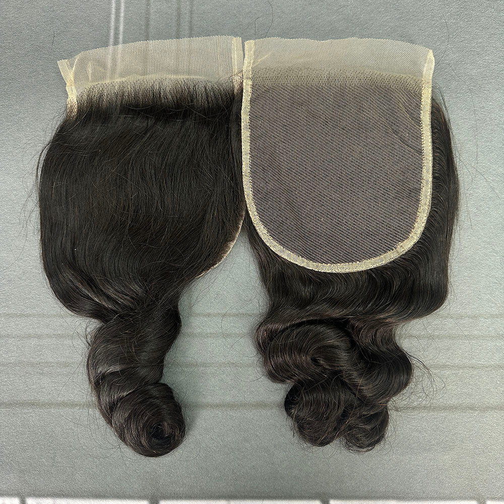 Ghair 5x5 Transparent Lace Closure Single Loose Wave Virgin Hair N1B#