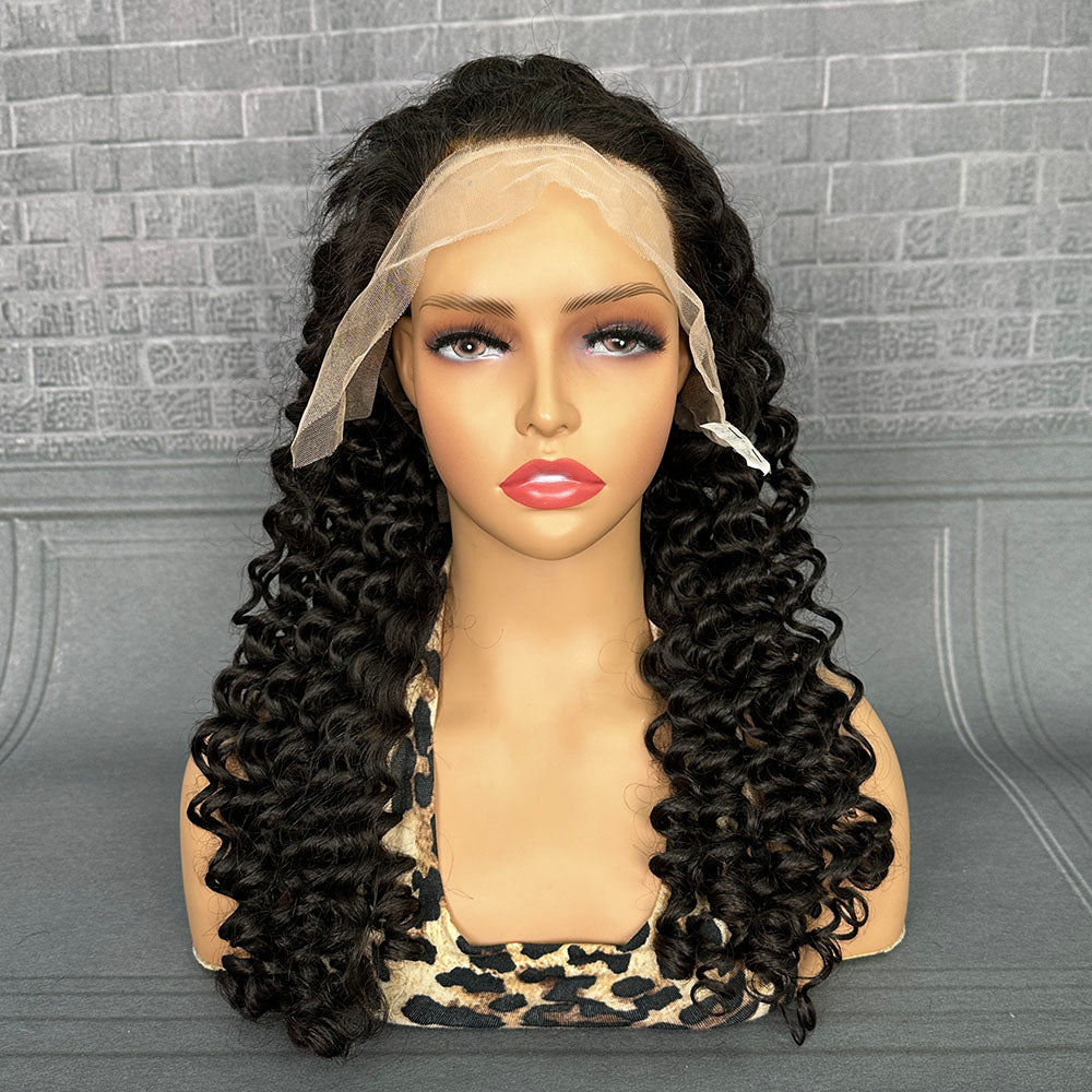 Ghair 13x4 TP Lace Frontal Fancy Wigs Deep Wave 200% Density Virgin Human Hair Wig