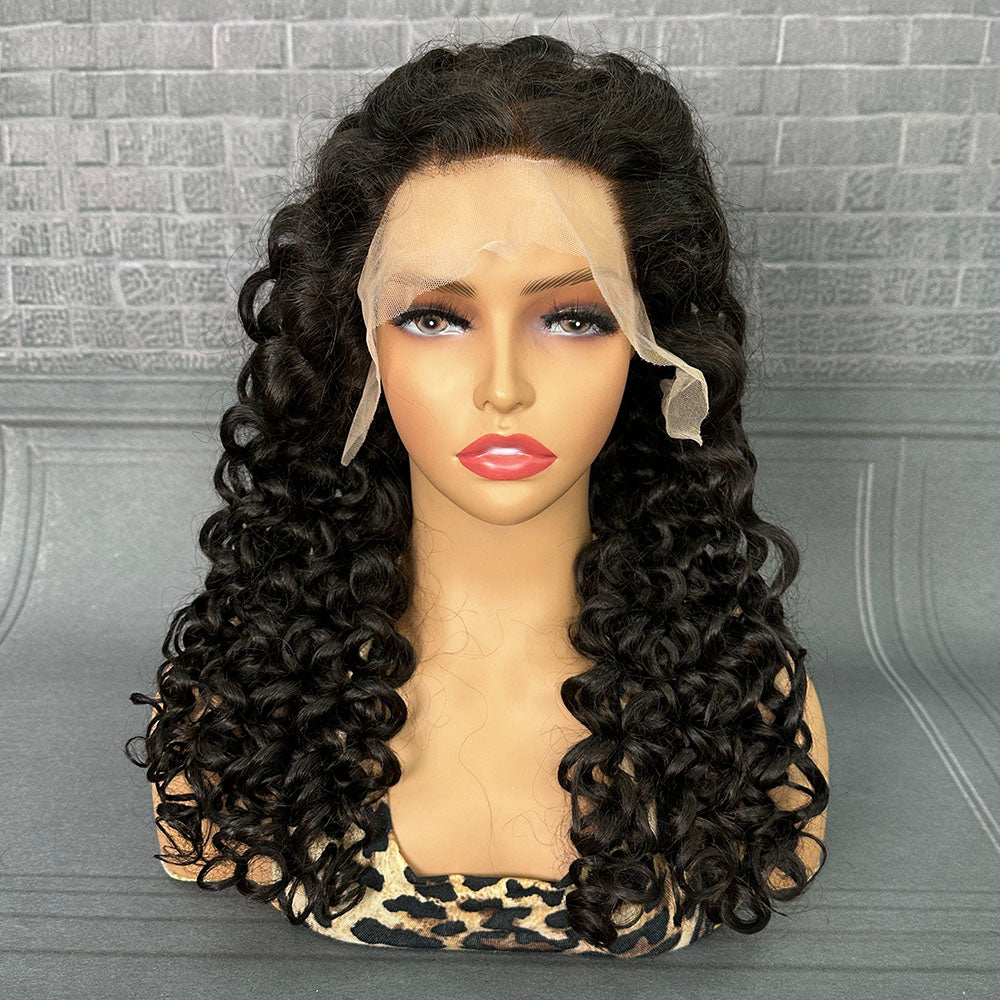 Ghair 13x4 TP Lace Frontal Fancy Wigs Italian Curly 200% Density Virgin Human Hair Wig