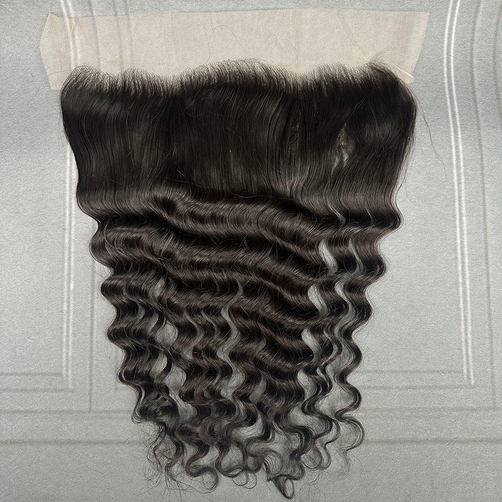 Ghair 13x4 Transparent Lace Frontal Loose Deep Wave Virgin Hair N1B#