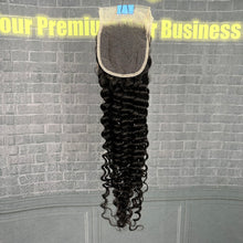 Load image into Gallery viewer, Ghair 4x4 Transparent Lace Closure Deep Wave Virgin Hair N1B#
