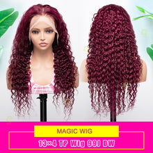 Load image into Gallery viewer, Ghair Magic Wigs #99J 13x4 Transparent Full Frontal Lace Wigs Human Hair Pre-Plucked

