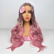 Load image into Gallery viewer, Ms. Merry Ombre Pink False  Hair Wig Long Curly Wavy Synthetic Beginners Friendly Heat Resistant Elegant For Daily Use Wigs For Women
