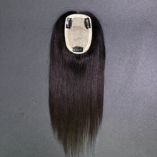 Load image into Gallery viewer, Ghair 8*12CM Straight Silk Base Hair Topper N1B# Natural Black 100% Virgin Human Hair for Thinning Hair &amp; Daily Wear
