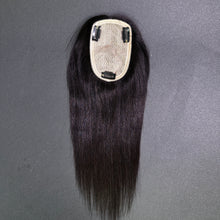 Load image into Gallery viewer, Ghair 9*14CM Straight Silk Base Hair Topper N1B# Natural Black 100% Virgin Human Hair for Thinning Hair &amp; Daily Wear
