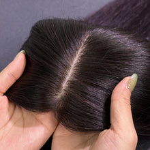 Load image into Gallery viewer, Ghair 9*14CM Straight Silk Base Hair Topper N1B# Natural Black 100% Virgin Human Hair for Thinning Hair &amp; Daily Wear
