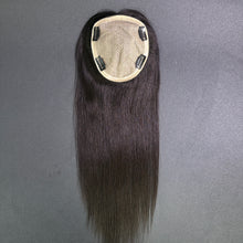 Load image into Gallery viewer, Ghair 14*16CM Straight Silk Base Hair Topper #NB Natural Black 100% Virgin Human Hair for Thinning Hair &amp; Daily Wear
