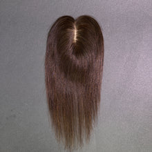 Load image into Gallery viewer, Ghair 7*10CM Straight Silk Base Hair Topper 2# Dark Brown 100% Virgin Human Hair for Thinning Hair &amp; Daily Wear

