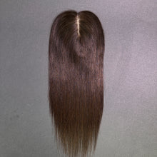 Load image into Gallery viewer, Ghair 9*14CM Straight Silk Base Hair Topper #4 Medium Brown 100% Virgin Human Hair for Thinning Hair &amp; Daily Wear
