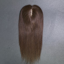 Load image into Gallery viewer, Ghair 12*13CM Straight Silk Base Hair Topper 2# Dark Brown 100% Virgin Human Hair for Thinning Hair &amp; Daily Wear
