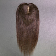 Load image into Gallery viewer, Ghair 13*15CM Straight Silk Base Hair Topper 2# Dark Brown 100% Virgin Human Hair for Thinning Hair &amp; Daily Wear
