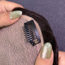 Load image into Gallery viewer, Ghair 9*14CM Straight Silk Base Hair Topper 2# Dark Brown 100% Virgin Human Hair for Thinning Hair &amp; Daily Wear
