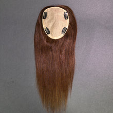Load image into Gallery viewer, Ghair 13*15CM Straight Silk Base Hair Topper #4 Medium Brown 100% Virgin Human Hair for Thinning Hair &amp; Daily Wear
