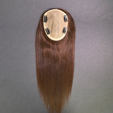 Load image into Gallery viewer, Ghair 14*16CM Straight Silk Base Hair Topper #4 Medium Brown 100% Virgin Human Hair for Thinning Hair &amp; Daily Wear
