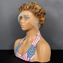 Load image into Gallery viewer, Ghair Pre Made 13x4 Transparent Lace Pixie Cut Wigs #4/30 Dark Brown &amp; Auburn Human Hair Wigs Ready to Wear for Everyday &amp; Special Occasions
