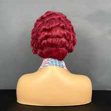Load image into Gallery viewer, Ghair Pre Made 13x4 Transparent Lace Pixie Cut Wigs #99J Wine Red Human Hair Wigs Ready to Wear for Everyday &amp; Special Occasions
