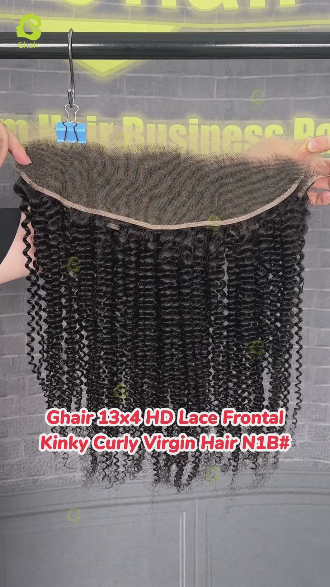 Ghair 13x4 HD Lace Frontal Kinky Curly Virgin Hair N1B#