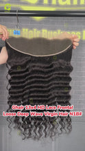 Load and play video in Gallery viewer, Ghair 13x4 HD Lace Frontal Loose Deep Wave Virgin Hair N1B#
