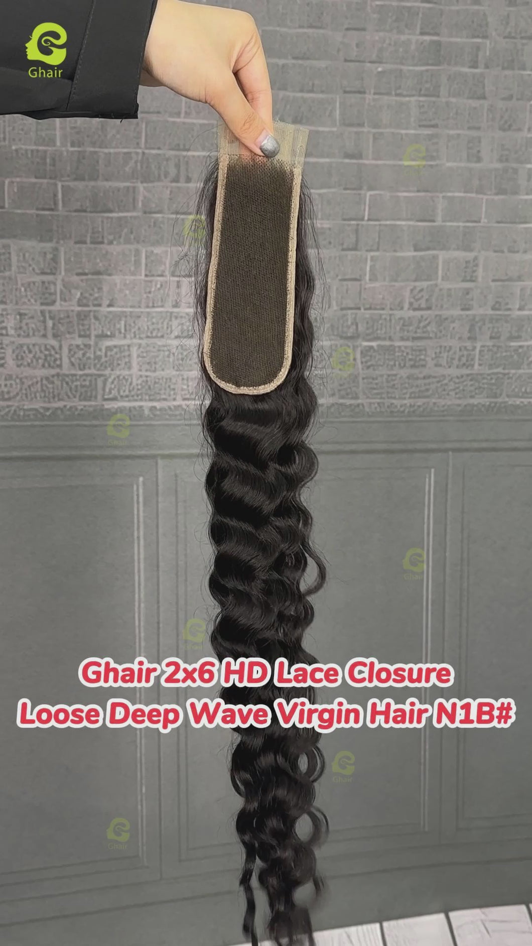Ghair 2x6 HD Lace Closure HD Lace Loose Deep Wave Virgin Hair N1B#