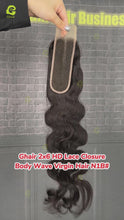 Load and play video in Gallery viewer, Ghair 2x6 HD Lace Closure Body Wave Virgin Hair N1B#
