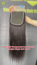 Load and play video in Gallery viewer, Ghair 6x6 Transparent Lace Closure Straight Virgin Hair N1B#
