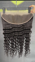 Load and play video in Gallery viewer, Ghair 13x4 Transparent Lace Frontal Deep Wave Virgin Hair N1B#
