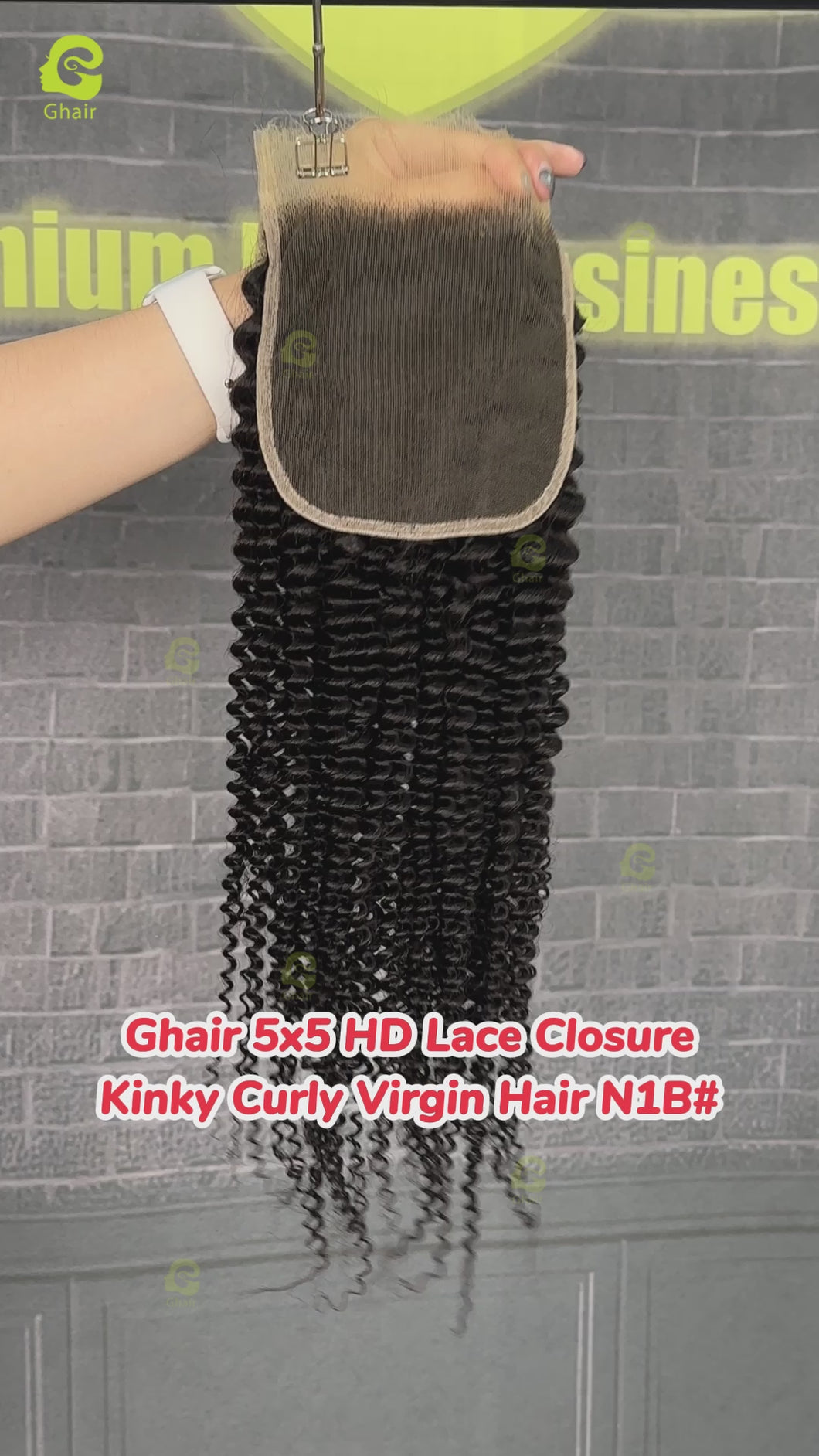 Ghair 5x5 HD Lace Closure Kinky Curly Virgin Hair N1B#