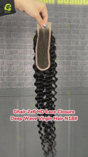 Load and play video in Gallery viewer, Ghair 2x6 HD Lace Closure Deep Wave Virgin Hair N1B#
