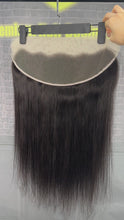 Load and play video in Gallery viewer, Ghair 13x4 Transparent Lace Frontal Straight Virgin Hair N1B#
