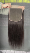 Load and play video in Gallery viewer, Ghair 7x7 TP Lace Closure Straight Virgin Hair N1B#
