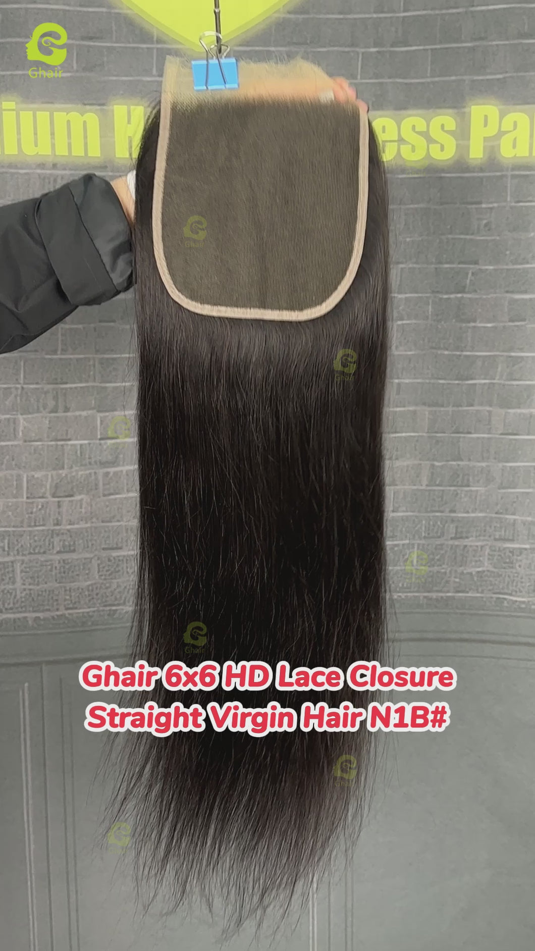 Ghair 6x6 HD Lace Closure Straight Virgin Hair N1B#