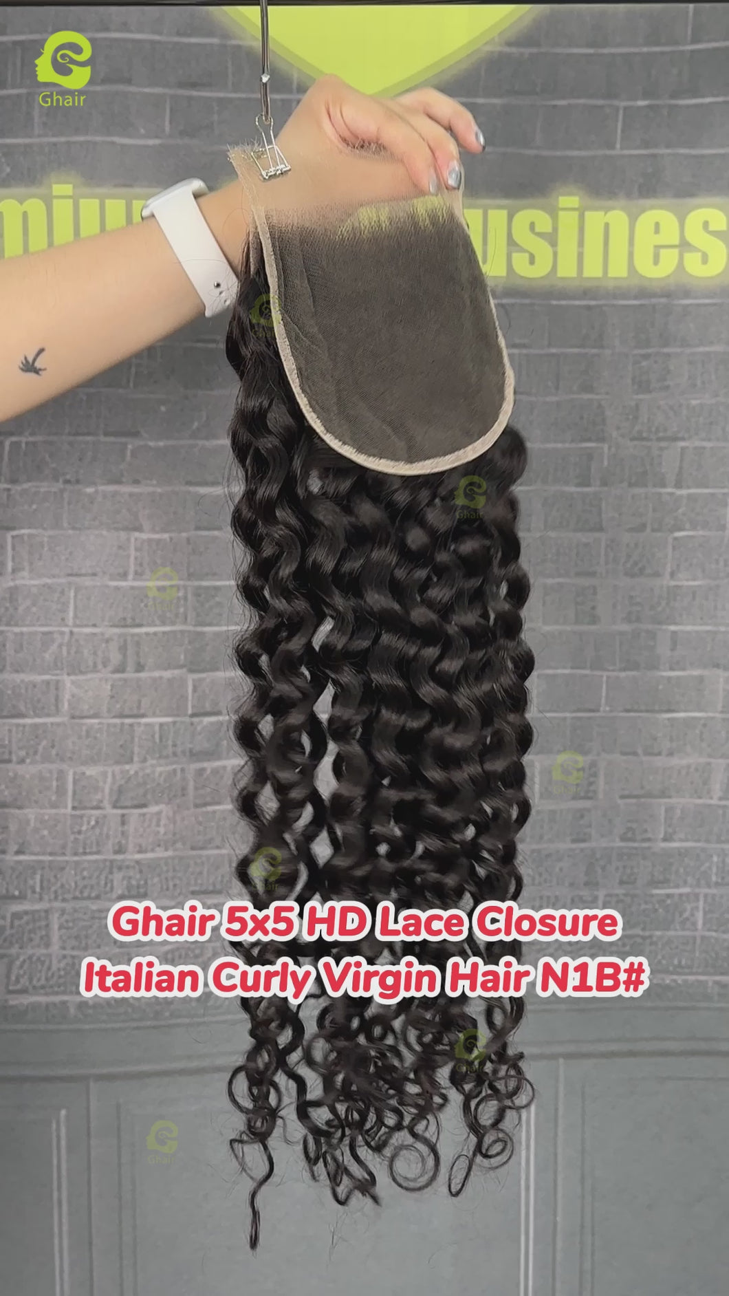 Ghair 5x5 HD Lace Closure Italian Curly Virgin Hair N1B#