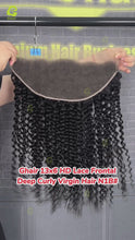 Load and play video in Gallery viewer, Ghair 13x6 HD Lace Frontal Kinky Curly Virgin Hair N1B#
