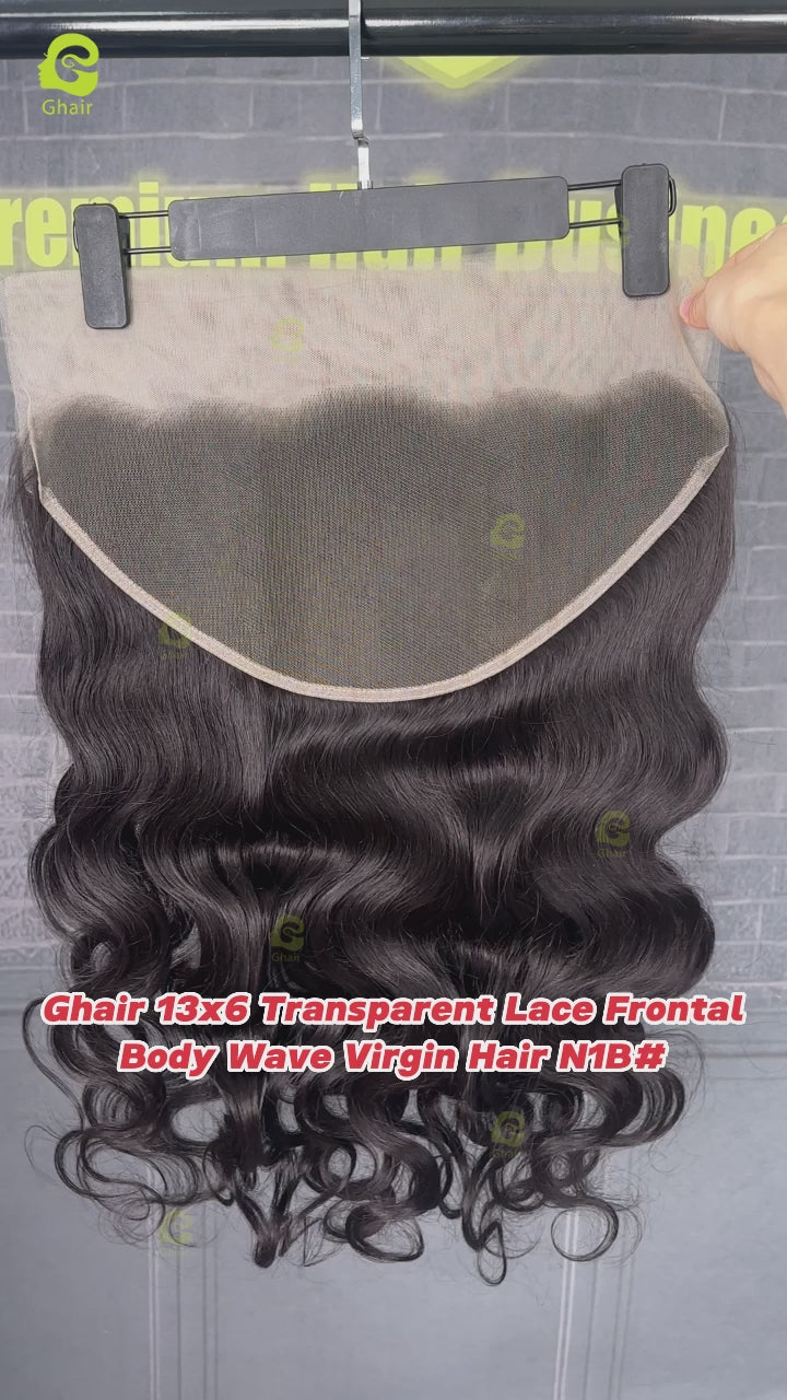 Ghair 13x6 Transparent Lace Frontal Body Wave Virgin Hair N1B#