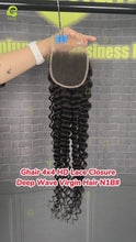 Load and play video in Gallery viewer, Ghair 4x4 HD Lace Closure Deep Wave Virgin Hair N1B#
