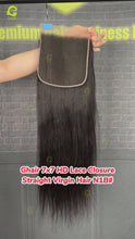 Load and play video in Gallery viewer, Ghair 7x7 HD Lace Closure Straight Virgin Hair N1B#
