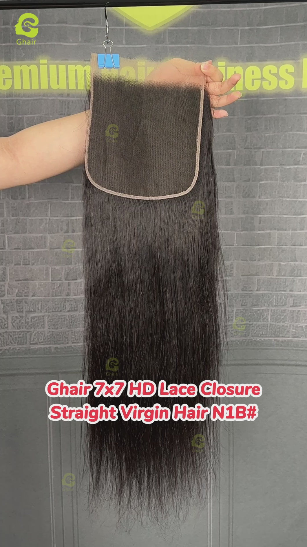 Ghair 7x7 HD Lace Closure Straight Virgin Hair N1B#