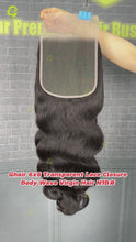 Load and play video in Gallery viewer, Ghair 6x6 Transparent Lace Closure Body Wave Virgin Hair N1B#
