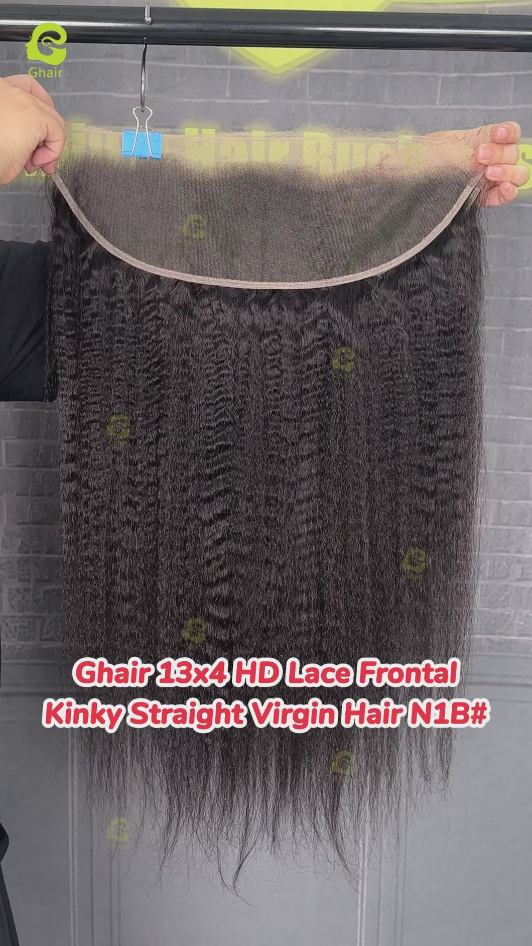 Ghair 13x4 HD Lace Frontal Kinky Straight Virgin Hair N1B#