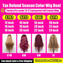 Load image into Gallery viewer, Ghair Wholesale Factory Pre-made 13*4 Transparent Full Frontal Color Wig Deal
