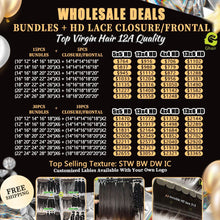 Load image into Gallery viewer, Ghair Wholesale BUNDLES + HD LACE CLOSURE/FRONTAL  DEALS

