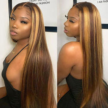 Load image into Gallery viewer, Ghair Highlight #4 27 5x5 Transparent Lace Closure Wigs Straight Colored Wig 100% Human Virgin Hair
