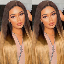 Load image into Gallery viewer, Ghair Highlight #T4 27 5x5 Transparent Lace Closure Wigs Straight Colored Wig 100% Human Virgin Hair
