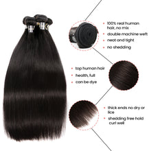 Load image into Gallery viewer, Ghair 100% Virgin Human Hair 3 Bundles With 5x5 HD Lace Closure 12A Straight Wave Hair Brazilian Hair
